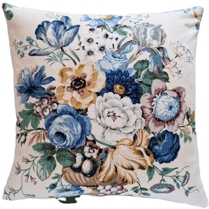 Vintage Floral Cushion Cover In Blue And Mustard Vintage Sanderson