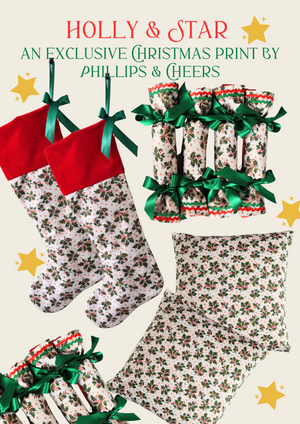 Christmas Cushion Cover In Holly And Star Print
