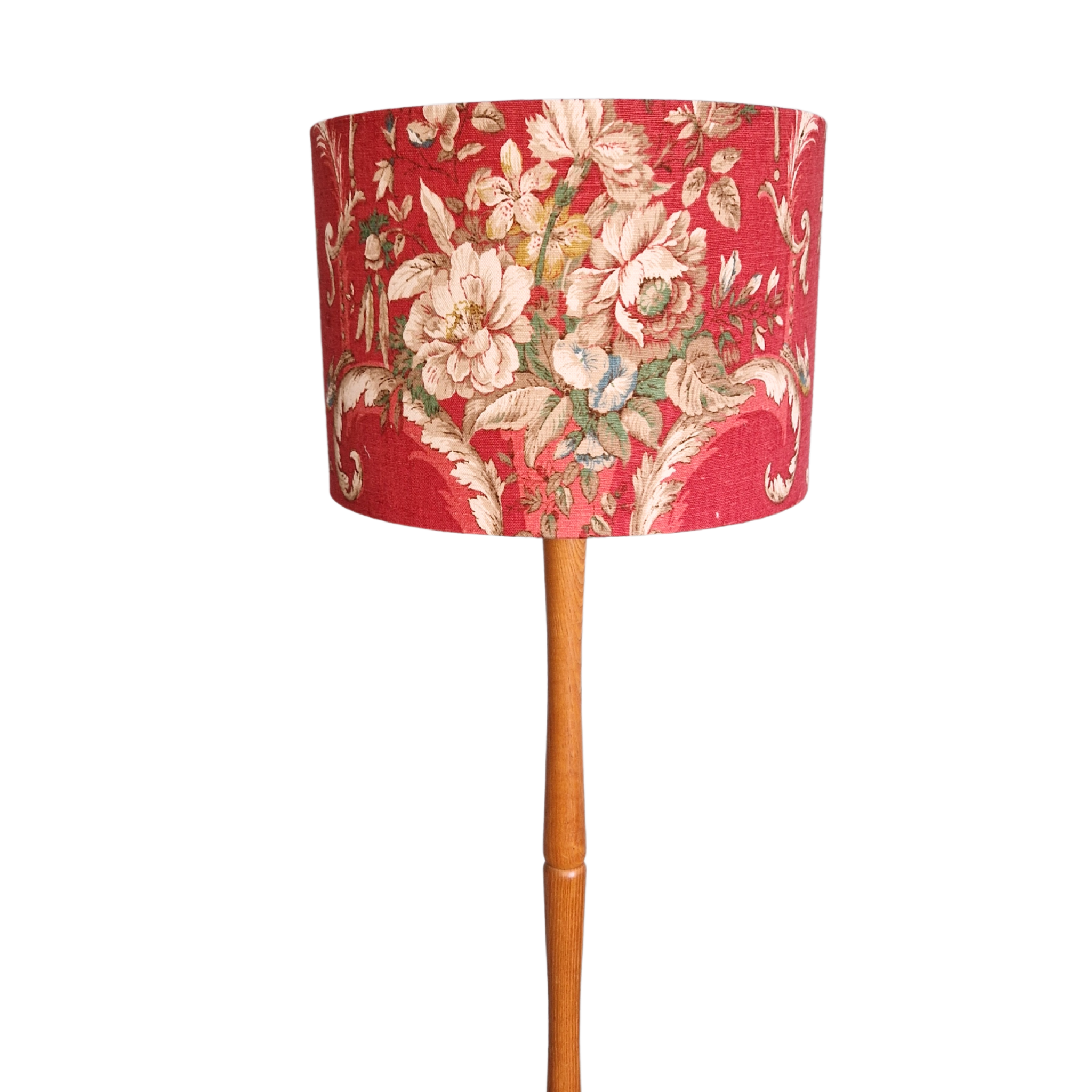 Large Drum Shade In Stunning Raspberry Sanderson Scrolls And Florals