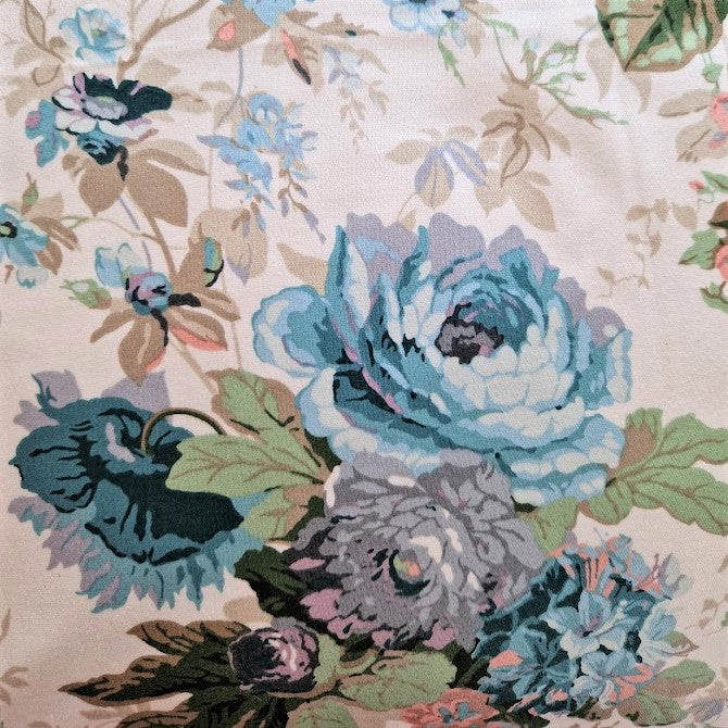 Vintage Floral Cushion Cover In Sanderson White Sateen And Blue Florals