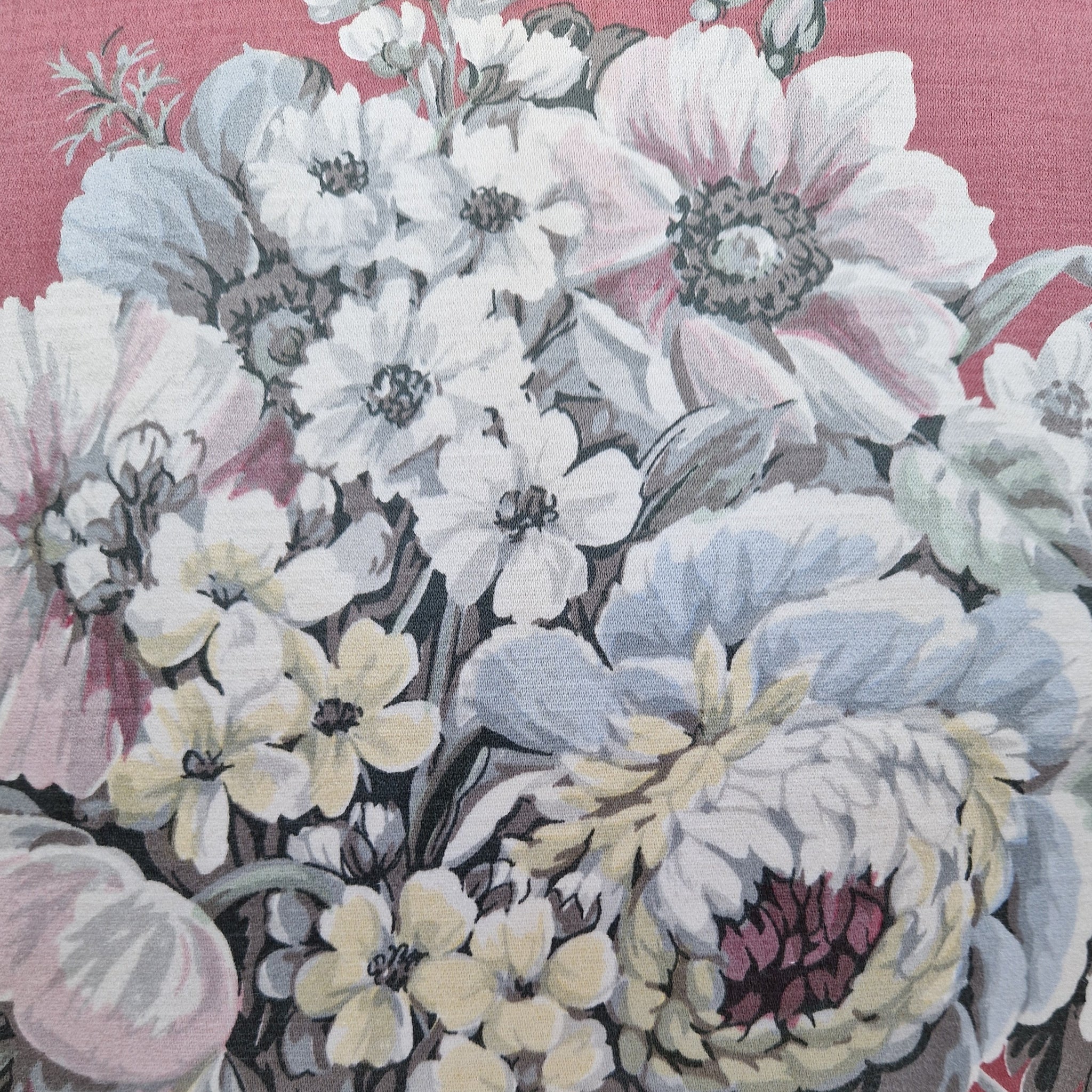 Vintage Floral Fabric Cushion Cover In Muted Pink And Grey Florals