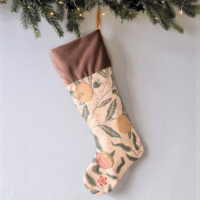 Christmas Stocking In William Morris  - Fruit/Stone Cuff