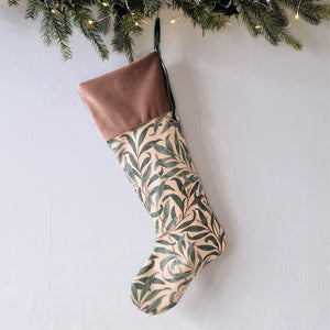 Christmas Stocking In William Morris - Willow Bough Forest/Thyme