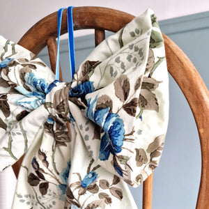 Large Fabric Bow -  Vintage Sanderson Blue Rose Fabric