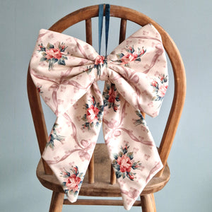 Large Fabric Bow -  Vintage Ribbon Rose Vintage Sateen