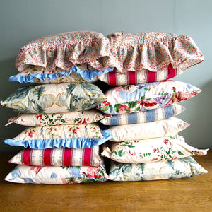 Ruffle Cushion Cover In Jean Monro 'Cheltenham' fine Glazed Chintz  - 18 inch