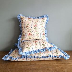 Ruffle Cushion Cover In Jean Monro 'Cheltenham' fine Glazed Chintz  - 18 inch