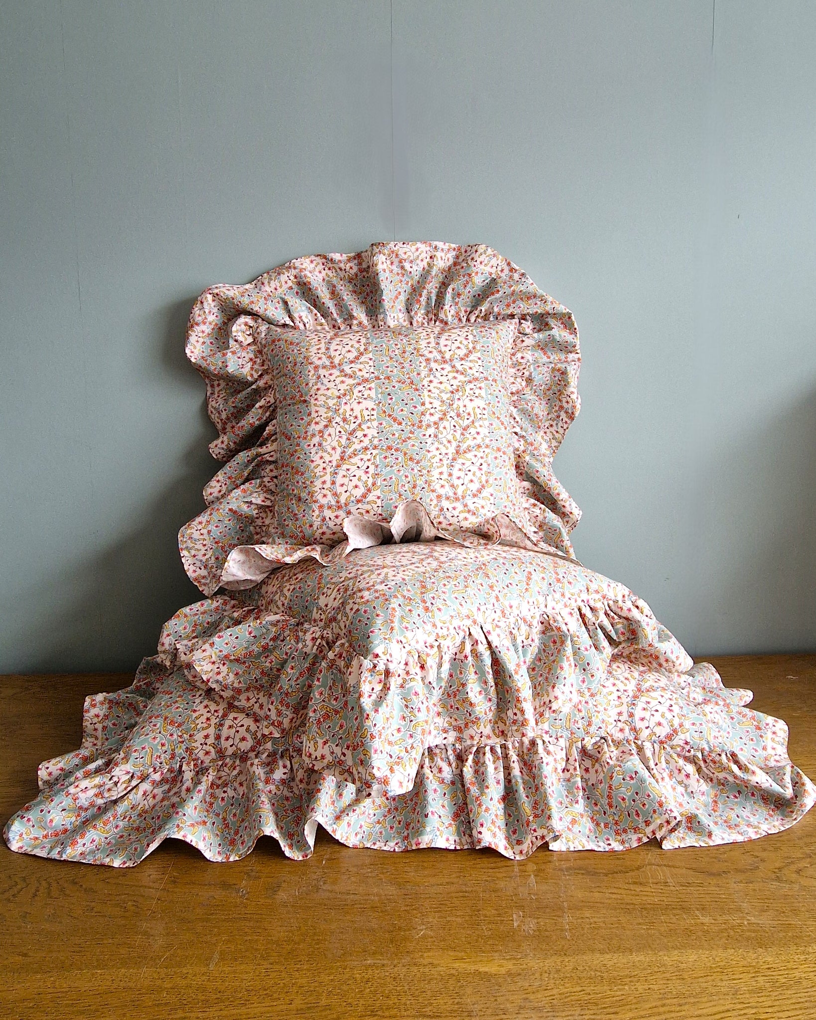 Large Ruffle Bolster Cushion Cover In Jean Monro 'Demelza' Fabric