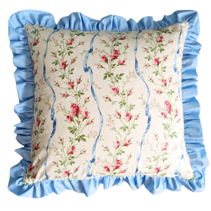 Ruffle Cushion Cover In Jean Monro 'Cheltenham' fine Glazed Chintz  - 18 inch