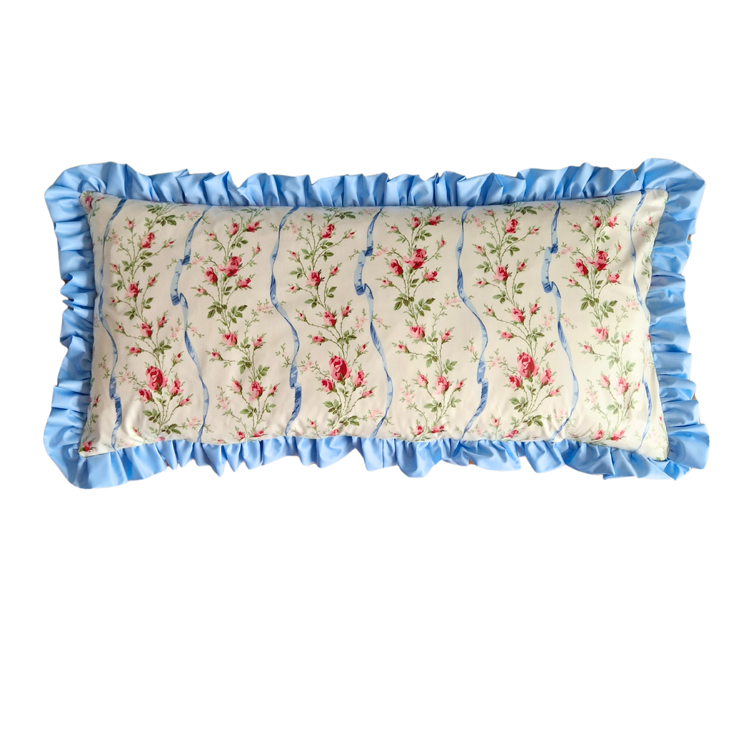 Large Ruffle Bolster Cushion Cover In Jean Monro 'Cheltenham' fine Glazed ChintzChintz