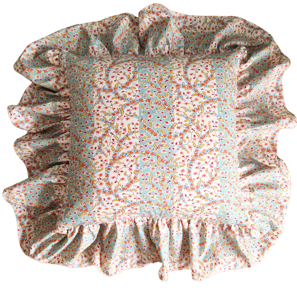 Ruffle Cushion Cover In Jean Monro 'Demelza' Fabric - 18 inch