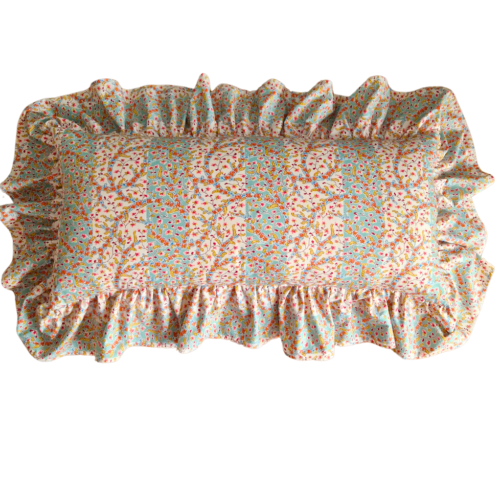 Large Ruffle Bolster Cushion Cover In Jean Monro 'Demelza' Fabric 