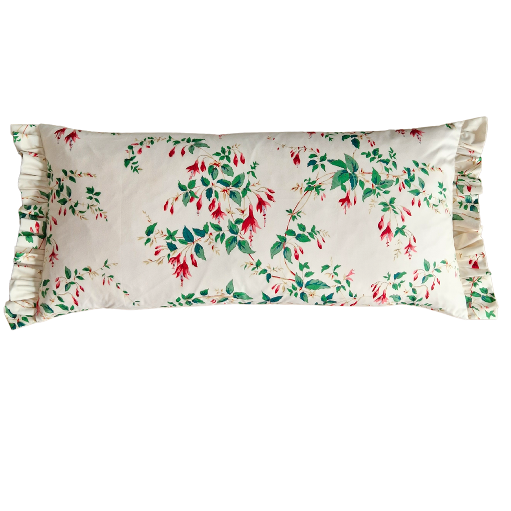 Large Ruffle Bolster Cushion Cover In Colefax & Fowler Fuchsia Glazed Cotton