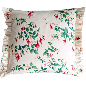 Colefax And Fowler Ruffle Edge Cushion Cover In Glazed Fuchsia Fabric 18 inch