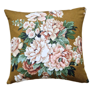 Vintage Floral Fabric Cushion Cover In Tobacco Sanderson Florals - 18 inch