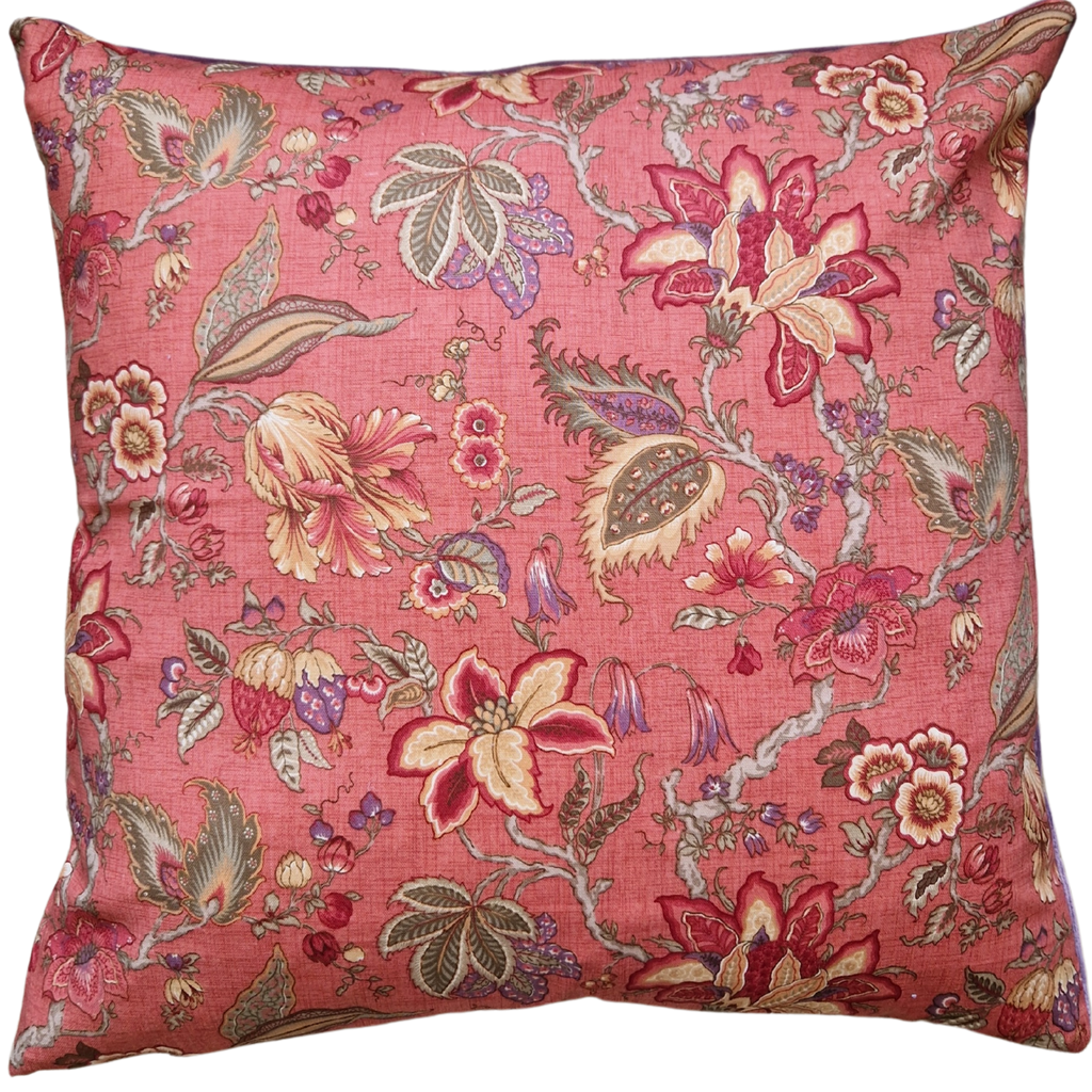 Floral Cushion Cover In Terracotta Sanderson 'Brockton Minor' Jacobean Design