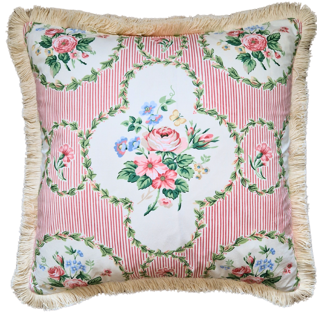 Vintage Jane Churchill 'Ascot' Floral Fringed Cushion Cover