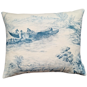 Zoffany 'Boatmen' Linen Toil De Jouy Rectangle Cushion Cover - Teal