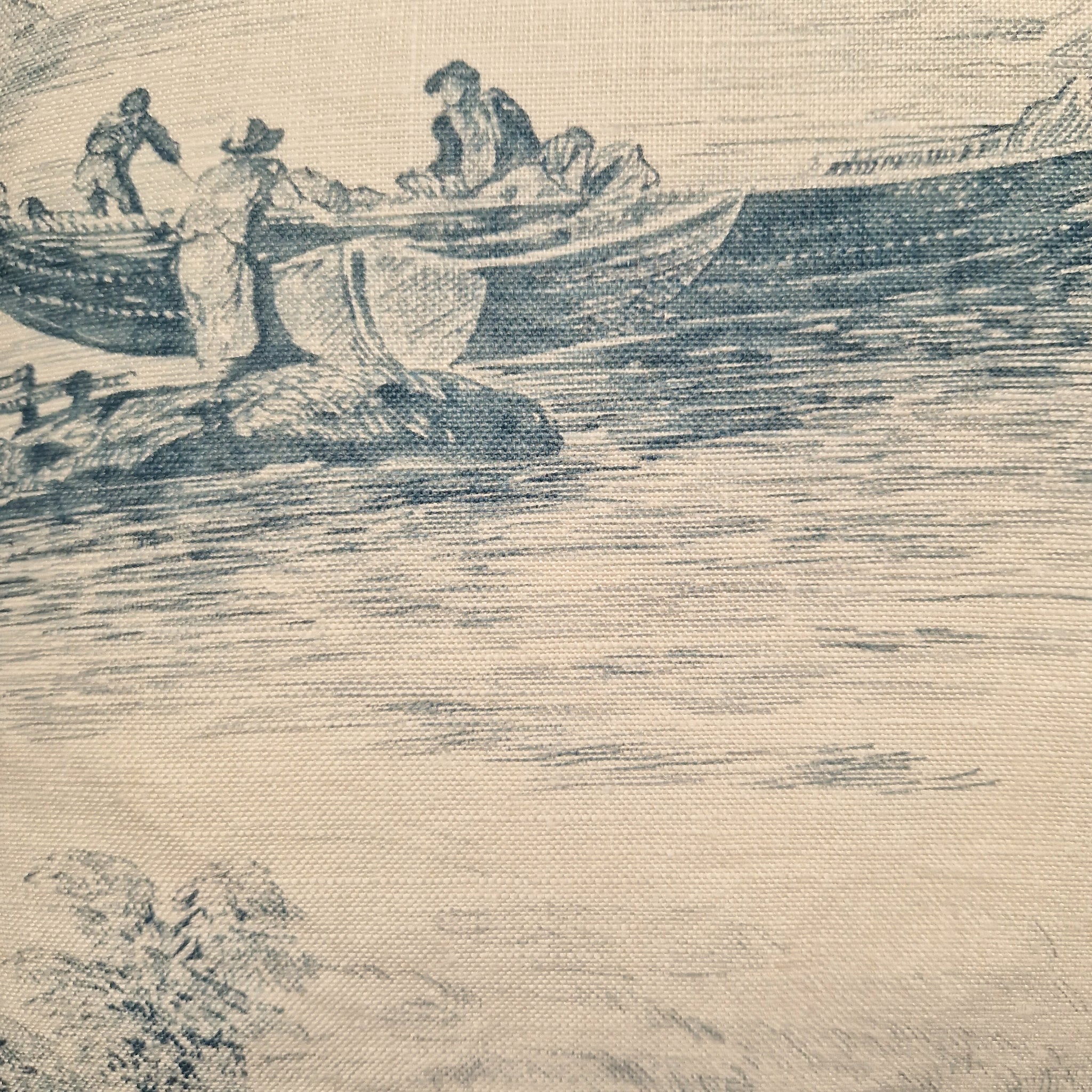 Zoffany 'Boatmen' Linen Toil De Jouy Rectangle Cushion Cover - Teal