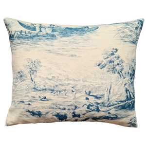 Zoffany 'Boatmen' Linen Toil De Jouy Rectangle Cushion Cover - Teal