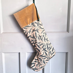 William Morris Christmas Stocking - Willow Bough - Caramel Velvet