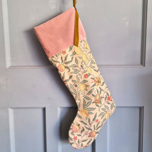 William Morris Christmas Stocking - Fruit Minor - Rose Velvet