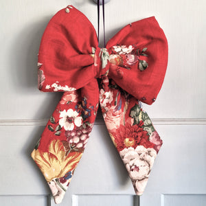 Large Fabric Bow -  Red Vintage Sanderson Florals