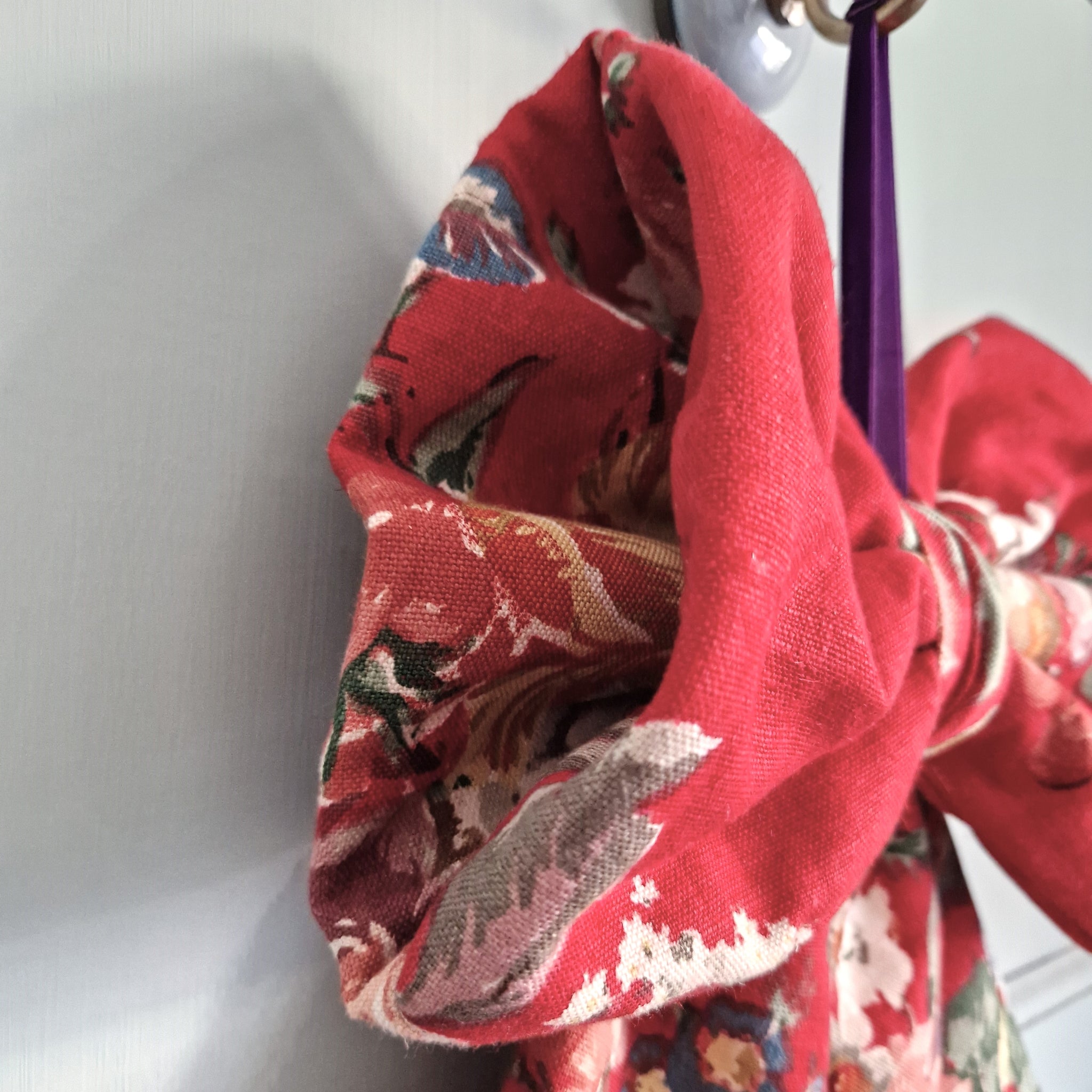 Large Fabric Bow -  Red Vintage Sanderson Florals