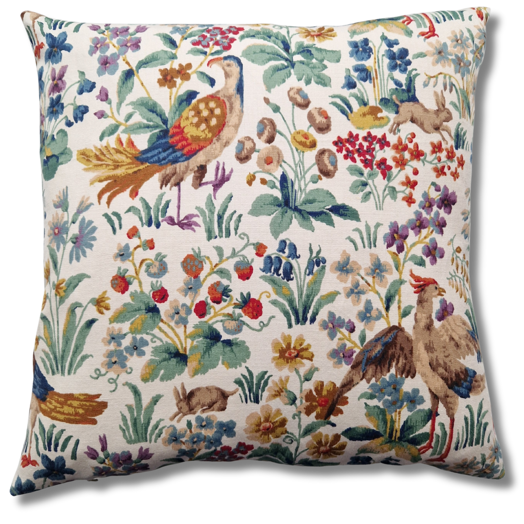 Vintage Sanderson 'Cluny' Countryside Print Cushion Cover