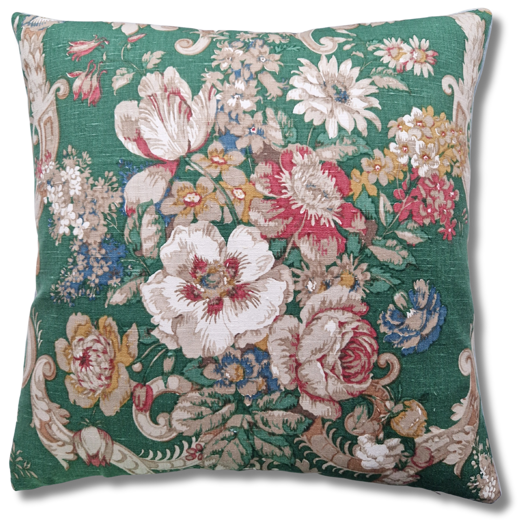 Vintage Floral Cushion Cover In Beautiful Green Sanderson Design