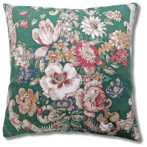 Vintage Floral Cushion Cover In Beautiful Green Sanderson Design