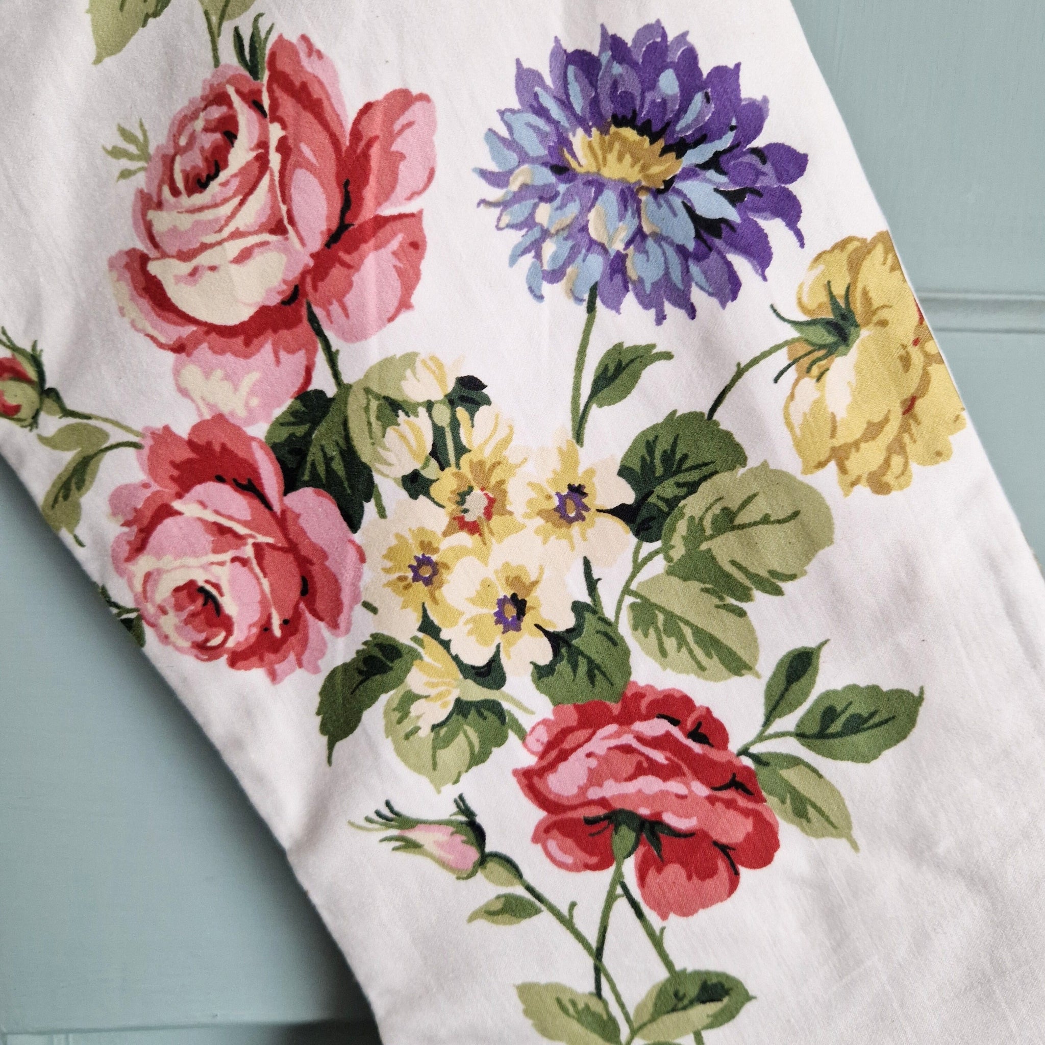 Vintage Floral Fabric Christmas Stocking -White Sanderson Cottage Florals