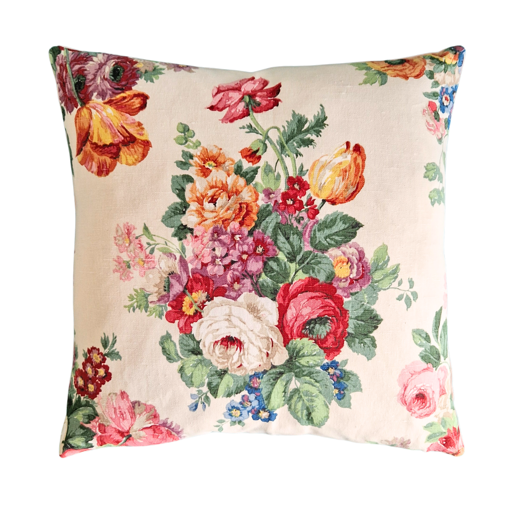Vintage Sanderson Colourful Floral Cushion Cover
