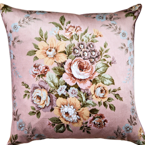 Vintage Floral Cushion Cover In Dusky Pink Sateen Florals