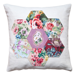 Patchwork Floral Cushion Cover  In Irish Linen 'A' - 16 inch