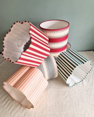 Large Drum Shade In Flora Soames Broken Stripe - Sage