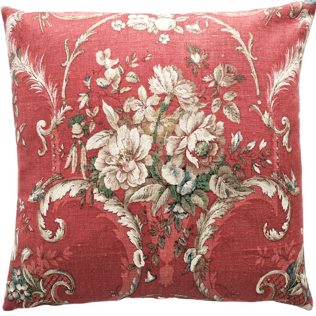 Vintage Floral Fabric Cushion Cover In Stunning Sanderson Scrolls And Florals