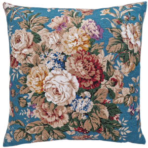 Vintage Floral Cushion Cover In Sanderson Teal And Rust Florals