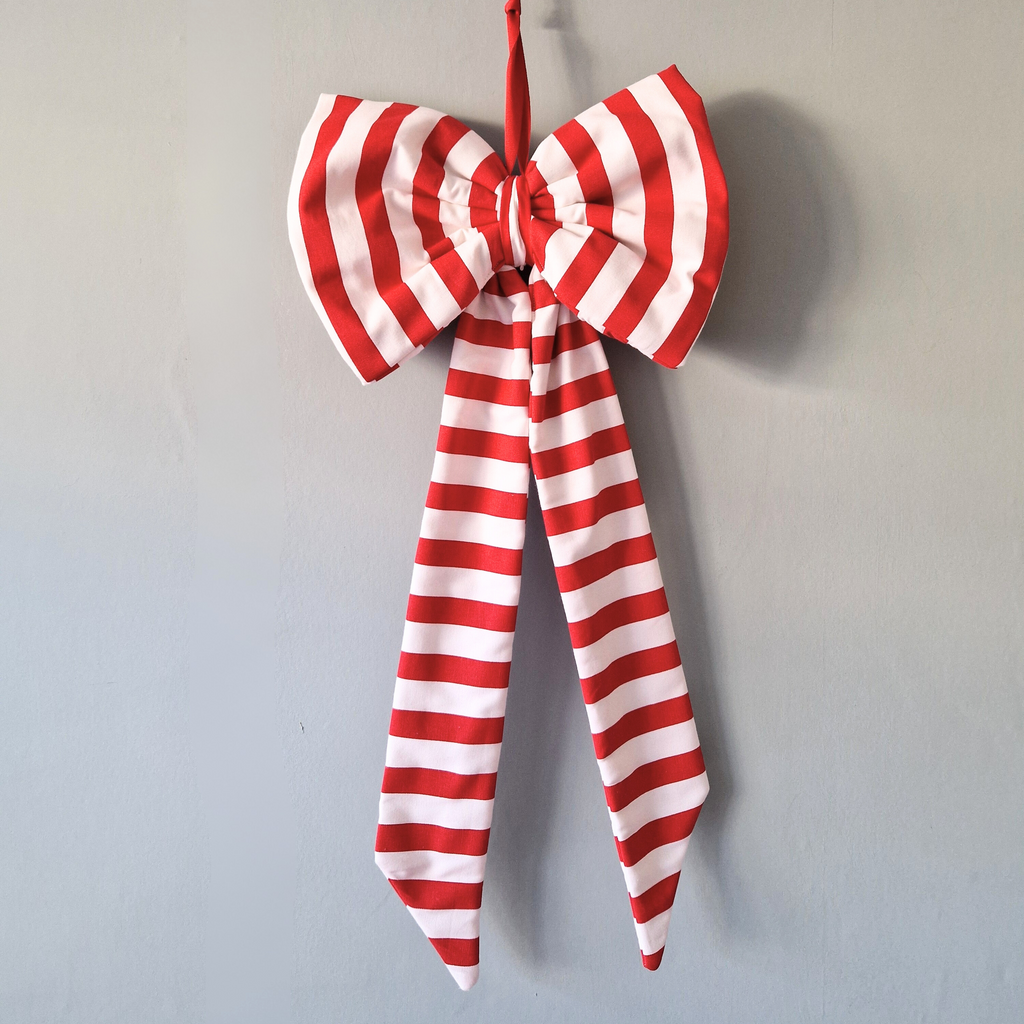 Extra Large Fabric Bow -  Red Stripe