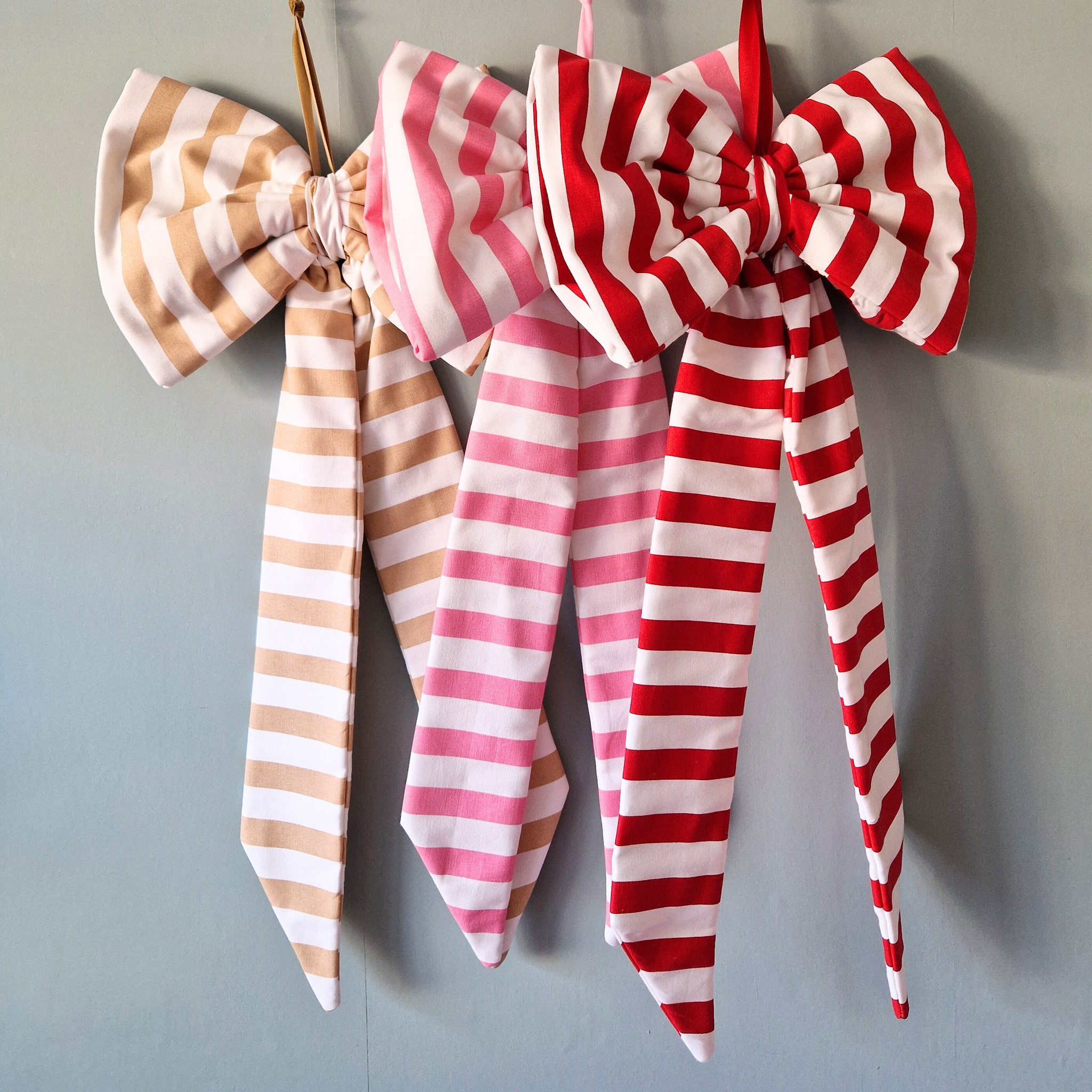 Extra Large Fabric Bow -  Red Stripe