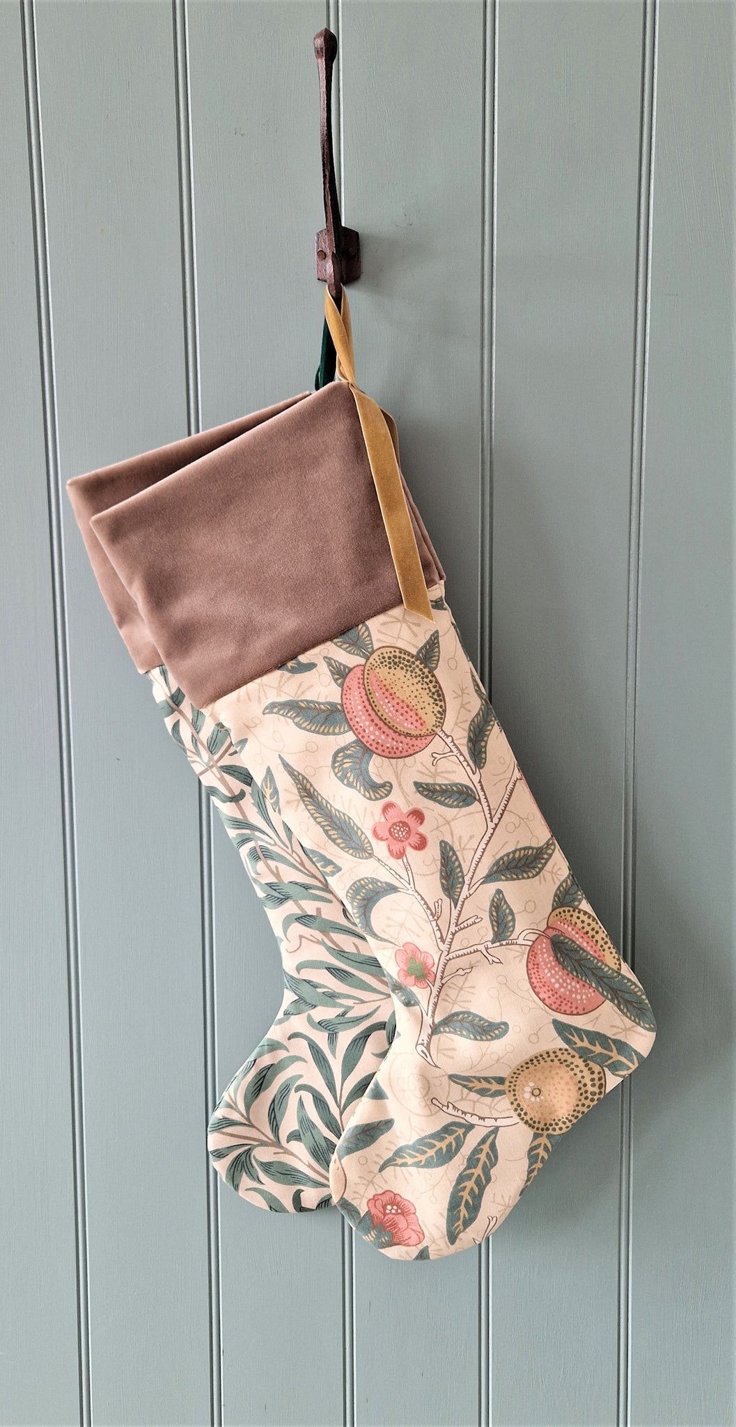 Christmas Stocking In William Morris  - Fruit/Stone Cuff
