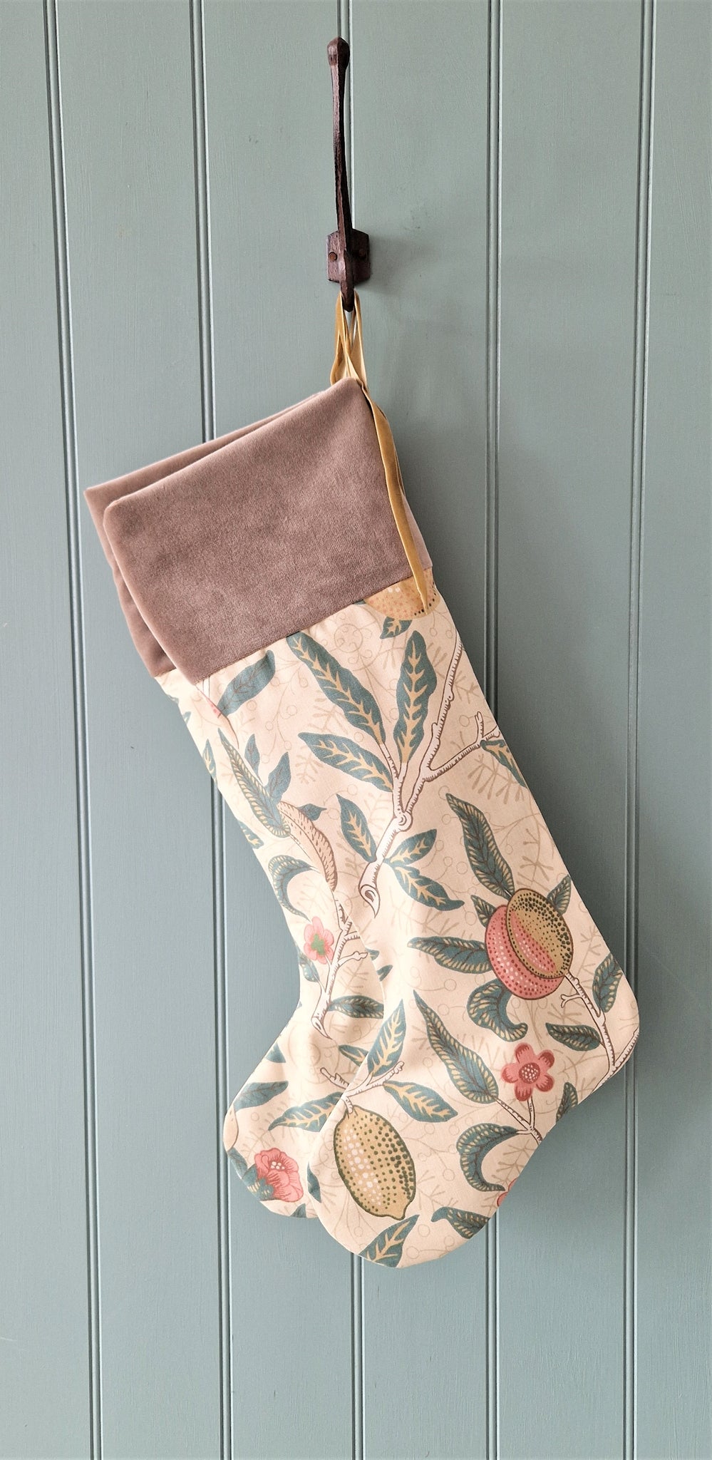 Christmas Stocking In William Morris  - Fruit/Stone Cuff
