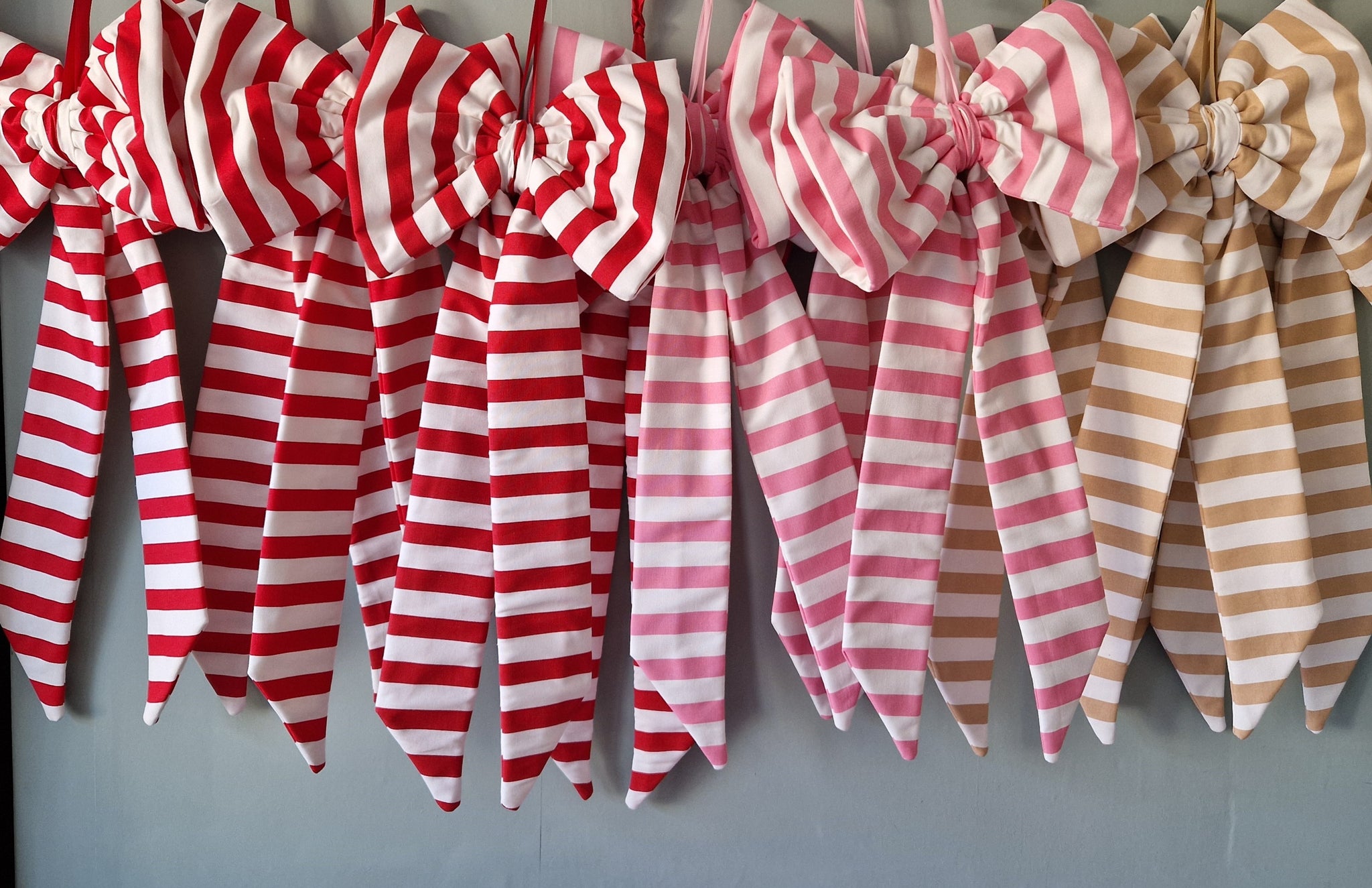 Extra Large Fabric Bow -  Red Stripe