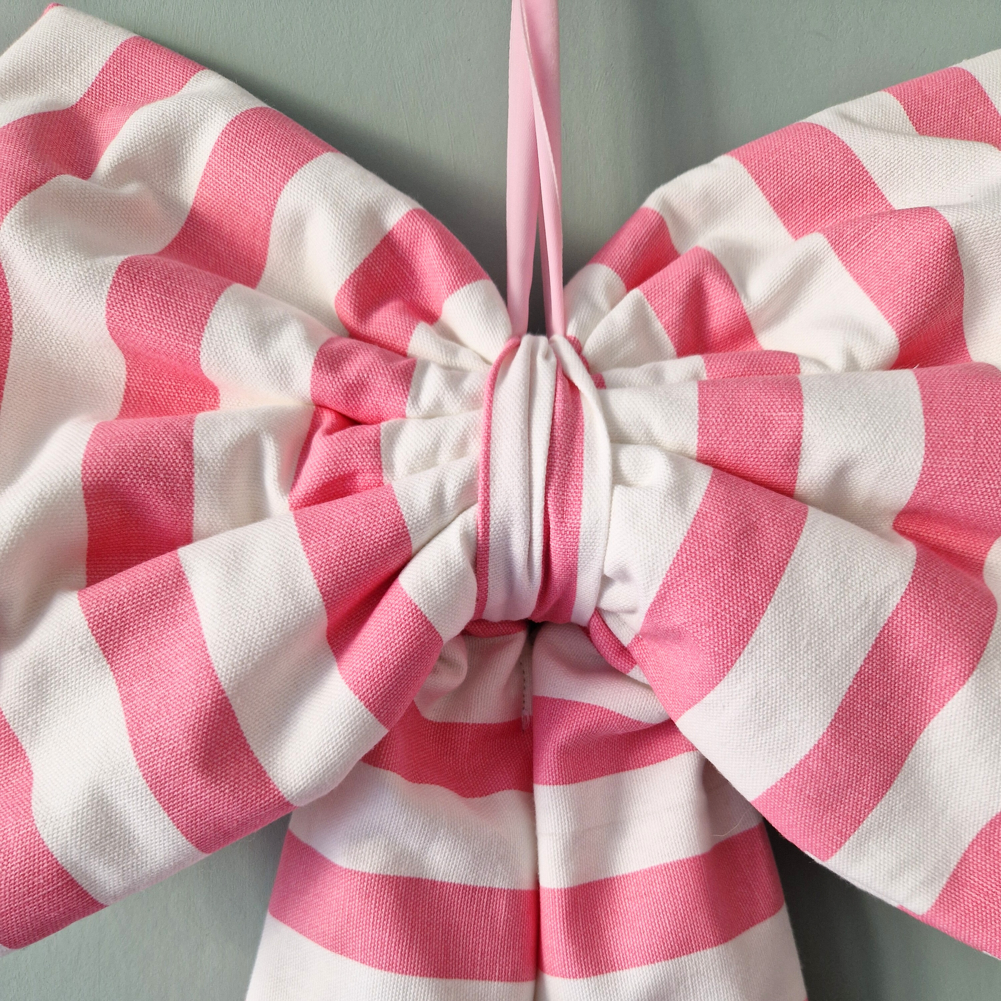 Extra Large Fabric Bow -  Pink Stripe