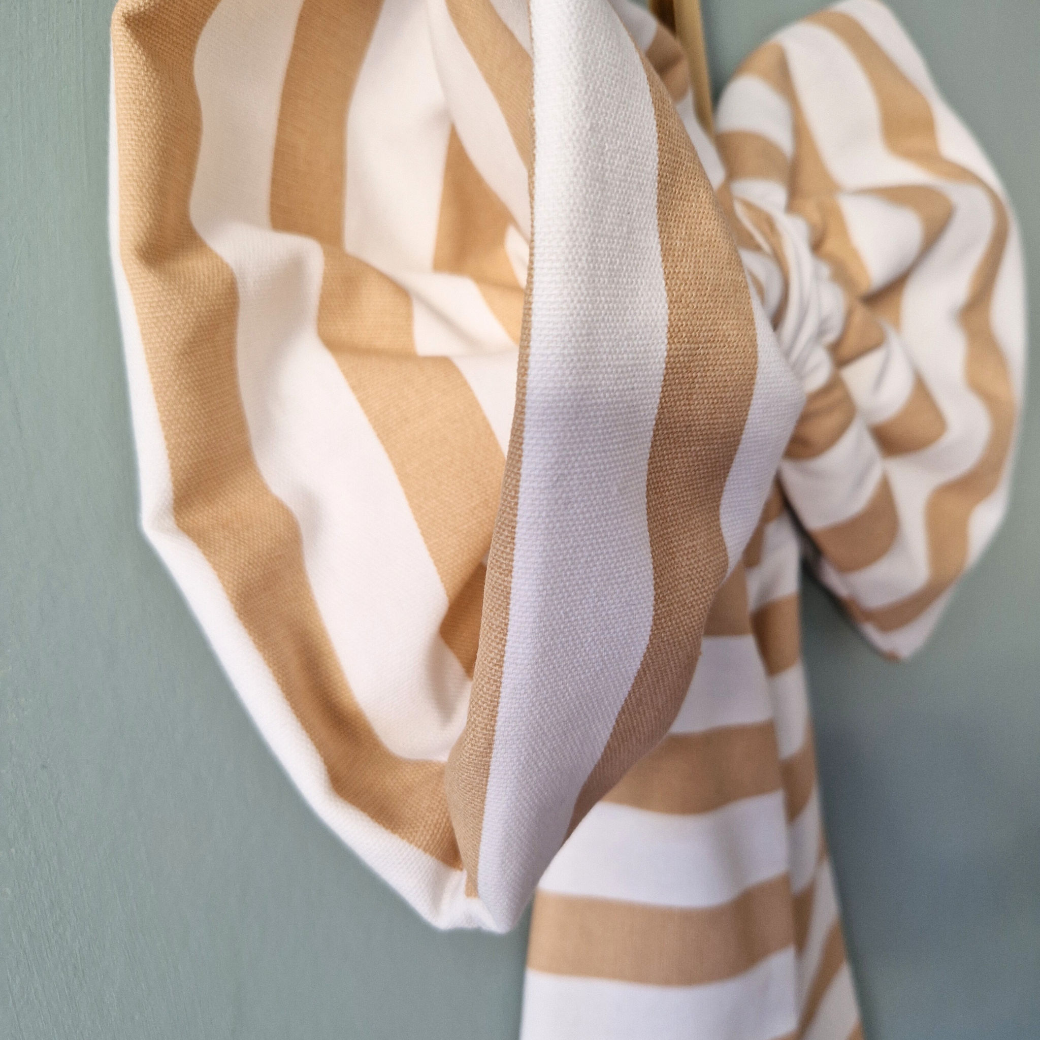 Extra Large Fabric Bow -  Beige Stripe