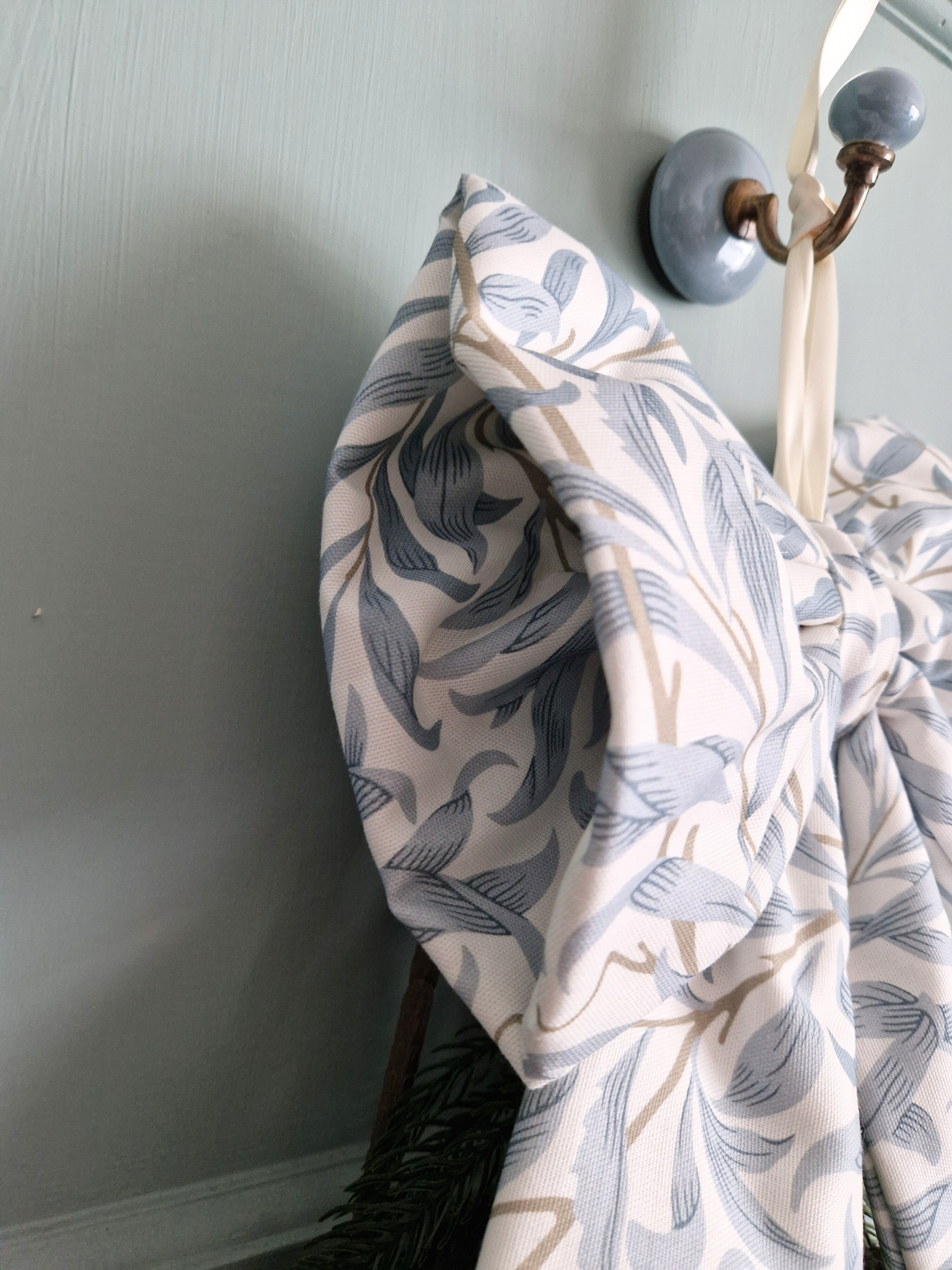 William Morris Large Fabric Bow -Willow Bough  Mineral - MADE TO ORDER