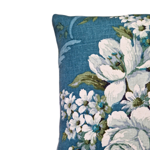 Vintage Floral Cushion Cover  In Teal And Grey Sanderson Florals- 16 inch