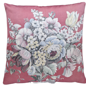 Vintage Floral Fabric Cushion Cover In Muted Pink And Grey Florals