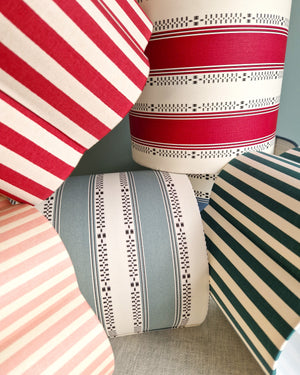 Large Drum Shade In Flora Soames Broken Stripe - Sea Blue