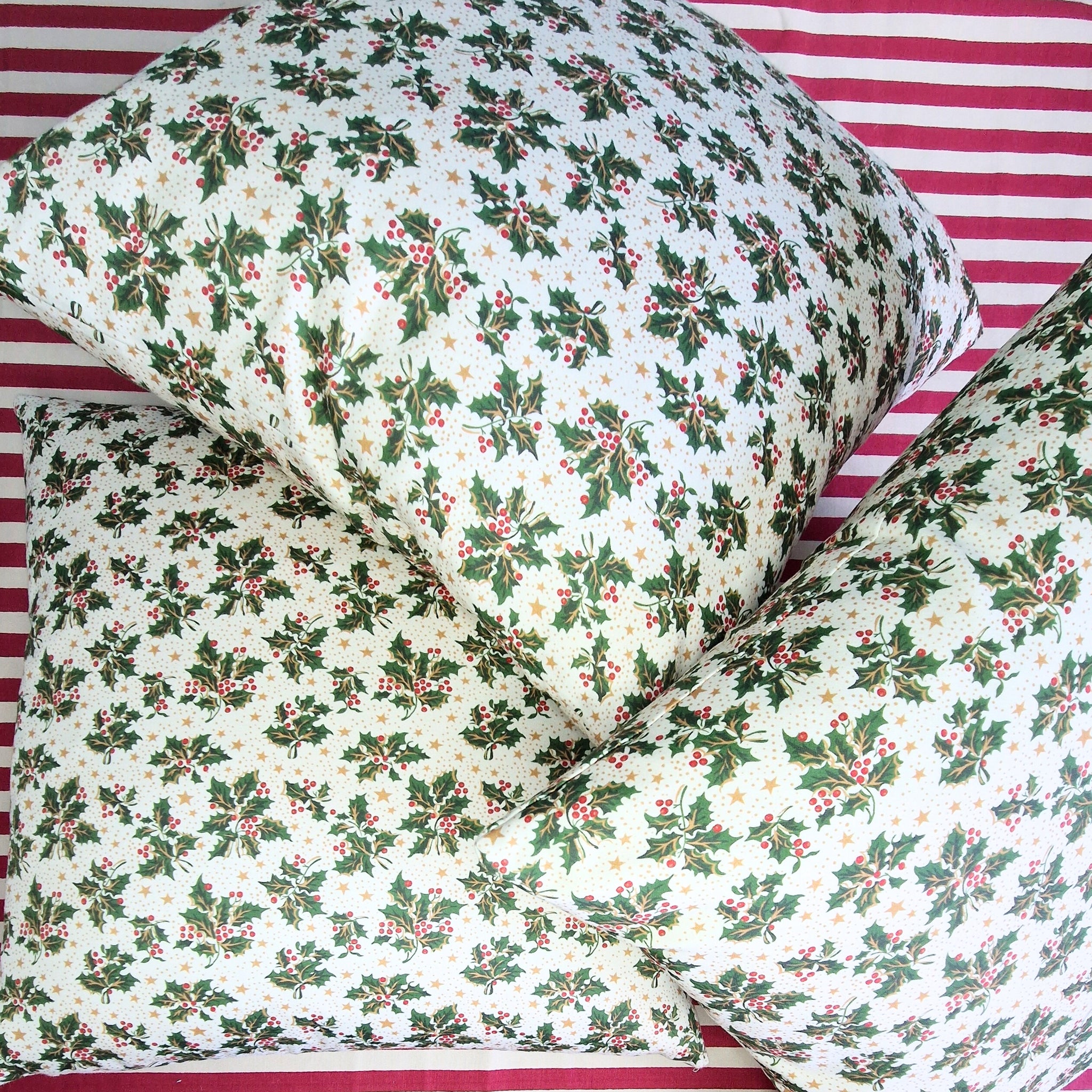Christmas Cushion Cover In Holly And Star Print